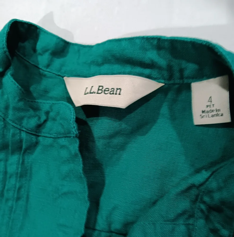 L.L. Bean Women's (Size 4P) Dark Green Button Sleeveless Dress with Ties - Picture 6 of 11